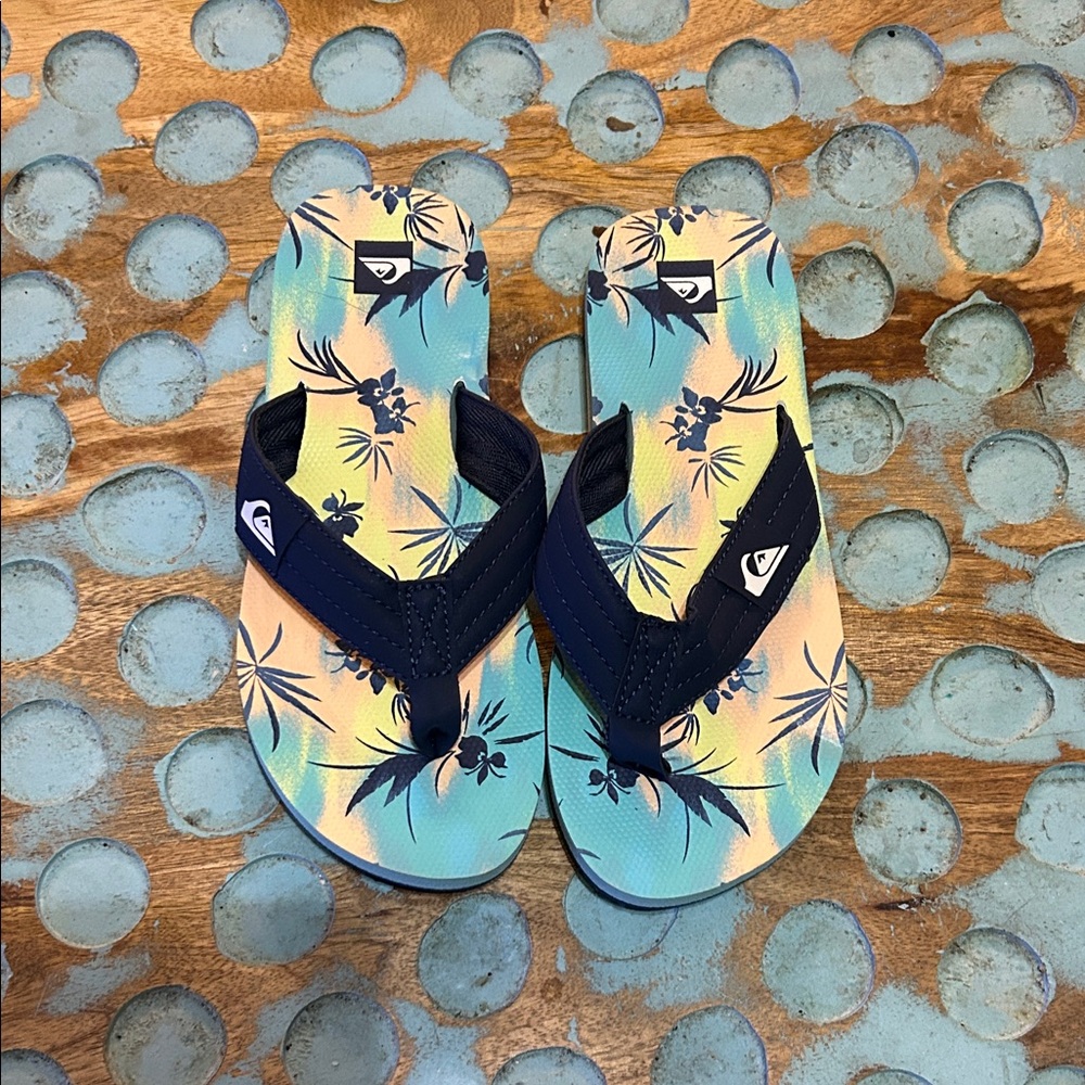 Quiksilver Kids' Tropical Blue and Yellow Sandals